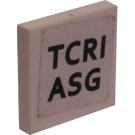 LEGO White Tile 2 x 2 with TCRI ASG Sticker with Groove (3068)