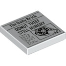 LEGO Weiß Fliese 2 x 2 mit The Daily Backstein DONUT THIEF STILL HUNGRY mit Nut (3068 / 72191)