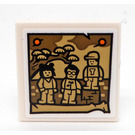 LEGO Wit Tegel 2 x 2 met Drie Minifigures Sticker met groef (3068)