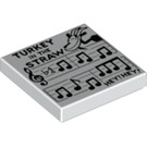 LEGO blanc Tuile 2 x 2 avec dinde dans the Straw Sheet Music Décoration avec rainure (3068 / 60370)