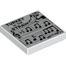 LEGO White Tile 2 x 2 with Turkey in the Straw Sheet Music Decoration with Groove (3068 / 60370)