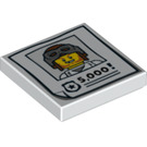 LEGO Hvit Tile 2 x 2 med Wanted Poster 5,000 med Rille (3068 / 36119)