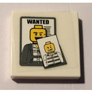 LEGO White Tile 2 x 2 with Wanted Poster Sticker with Groove (3068)