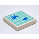 LEGO White Tile 2 x 2 with Water Splash Sticker with Groove (3068)