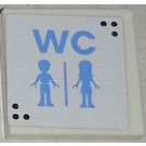 LEGO Wit Tegel 2 x 2 met WC, Woman en Man Sticker met groef (3068)
