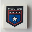 LEGO White Tile 2 x 2 with White Police Badge and "Police" Sticker with Groove (3068)