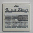 LEGO Weiß Fliese 2 x 2 mit 'Winter Times' Newspaper Aufkleber mit Nut (3068)