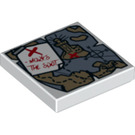 LEGO Wit Tegel 2 x 2 met X MARKS THE SPOT en Treasure Map met groef (3068 / 23089)