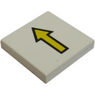 LEGO Weiß Fliese 2 x 2 mit Gelb Pfeil mit Nut (3068)