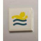 LEGO Wit Tegel 2 x 2 met Geel Swimming logo Sticker met groef (3068)