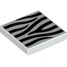 LEGO Weiß Fliese 2 x 2 mit Zebra Streifen mit Nut (3068 / 29202)