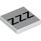 LEGO hvid Flise 2 x 2 med 'ZZZ' med rille (3068 / 99412)