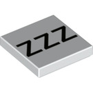 LEGO Weiß Fliese 2 x 2 mit 'ZZZ' mit Nut (3068 / 99412)