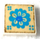 LEGO White Tile 2 x 2 without Groove with Blue Flower Sticker without Groove