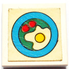 LEGO White Tile 2 x 2 without Groove with Fried Eggs and 2 Red Tomatoes Sticker
