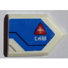 LEGO White Tile 2 x 3 Pentagonal with Blue and white with red triangle Sticker (22385)