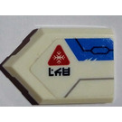 LEGO White Tile 2 x 3 Pentagonal with White and blue, red triangle Sticker (22385)