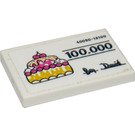 LEGO White Tile 2 x 3 with Cake, '100.000', '40090-18100' and Signature Sticker (26603)