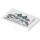 LEGO White Tile 2 x 3 with Chinese Building in Clouds Sticker (26603)