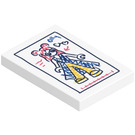 LEGO White Tile 2 x 3 with Clothing Design Drawing Sticker (26603)