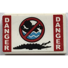 LEGO blanc Tuile 2 x 3 avec Crocodile, No Swimming sign et 'DANGER' Autocollant (26603)