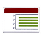 LEGO White Tile 2 x 3 with Dark red and green lines Sticker (26603)