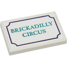 LEGO White Tile 2 x 3 with Dark Turquoise 'BRICKADILLY CIRCUS' Sticker (26603)