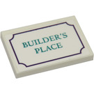 LEGO White Tile 2 x 3 with Dark Turquoise 'BUILDER'S PLACE' Sticker (26603)