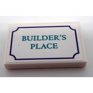 LEGO White Tile 2 x 3 with Dark Turquoise 'BUILDER'S PLACE' Sticker (26603)