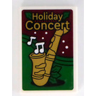 LEGO White Tile 2 x 3 with Gold 'Holiday Concert' and Saxophone Sticker (26603)