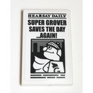 LEGO White Tile 2 x 3 with HEARSAY DAILY SUPER GROVER SAVES THE DAY... AGAIN! Sticker (26603)