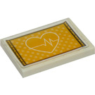 LEGO White Tile 2 x 3 with Heart and Heart Beat Sticker (26603)