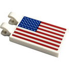 LEGO Wit Tegel 2 x 3 met Horizontaal Clips met American Vlag Sticker (Dikke open 'O'-clips) (30350)