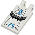 LEGO blanc Tuile 2 x 3 avec Horizontal Clips avec Armor Plates, Bleu La Flèche, Noir Lines, 4 Screws et Bleu Stripe Autocollant (Clips en «U») (30350)