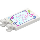 LEGO White Tile 2 x 3 with Horizontal Clips with Cat (Thick Open 'O' Clips) (30350 / 104481)