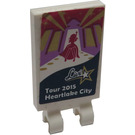 LEGO White Tile 2 x 3 with Horizontal Clips with Heartlake City Tour 2015 Sticker (Thick Open 'O' Clips) (30350)