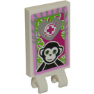 LEGO White Tile 2 x 3 with Horizontal Clips with Monkey and Veterinarian Sign Sticker (Thick Open 'O' Clips) (30350)