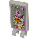 LEGO White Tile 2 x 3 with Horizontal Clips with Tiger and Veterinarian Sign Sticker (Thick Open 'O' Clips) (30350)