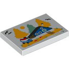 LEGO Weiß Fliese 2 x 3 mit House mit Trees (26603 / 102061)