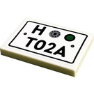 LEGO Weiß Fliese 2 x 3 mit License Platte, Schwarz 'H' und 'T02A' Aufkleber (26603)