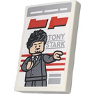 LEGO White Tile 2 x 3 with Magazine with ‘TONY STARK’ Sticker (26603)