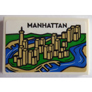 LEGO blanc Tuile 2 x 3 avec 'MANHATTAN' et Draw of Manhattan Island Autocollant (26603)
