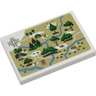 LEGO White Tile 2 x 3 with Map of 100 Acre wood Sticker (26603)