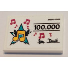 LEGO Wit Tegel 2 x 3 met Music Notes met Zwart Wings en '100.000' Sticker (26603)