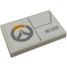LEGO White Tile 2 x 3 with Overwatch Logo and 'NO STEP' Sticker (26603)