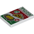 LEGO White Tile 2 x 3 with Pizza Advertisment (26603 / 62688)