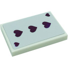 LEGO White Tile 2 x 3 with Playing Card 3 of Hearts Sticker (26603)
