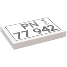 LEGO White Tile 2 x 3 with 'PN -77 942' Sticker