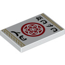LEGO White Tile 2 x 3 with Red Circle, Asian Characters (26603)