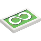 LEGO White Tile 2 x 3 with S on Green Symbol (26603 / 103788)